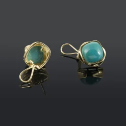 PENDIENTES Pendientes oro amarillo y turquesas