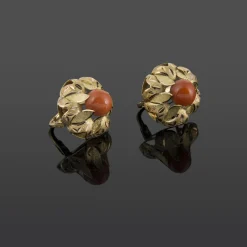 PENDIENTES Pendientes oro amarillo y coral