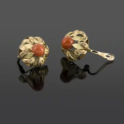 PENDIENTES Pendientes oro amarillo y coral