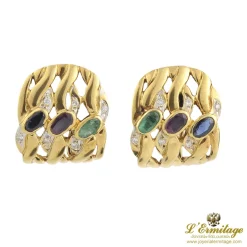 PENDIENTES Pendientes oro amarillo esmeralda rubí zafiro y diamantes