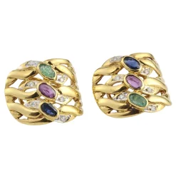 PENDIENTES Pendientes oro amarillo esmeralda rubí zafiro y diamantes