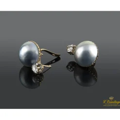 PENDIENTES Pendientes oro amarillo media perla tahití y diamante.