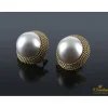 PENDIENTES Pendientes oro amarillo trenzado y media perla.
