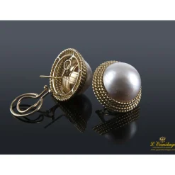 PENDIENTES Pendientes oro amarillo trenzado y media perla.