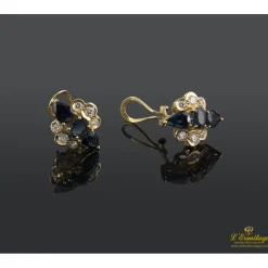 PENDIENTES Pendientes oro amarillo zafiros y diamantes