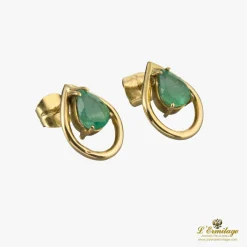 PENDIENTES Pendientes oro amarillo y esmeraldas.