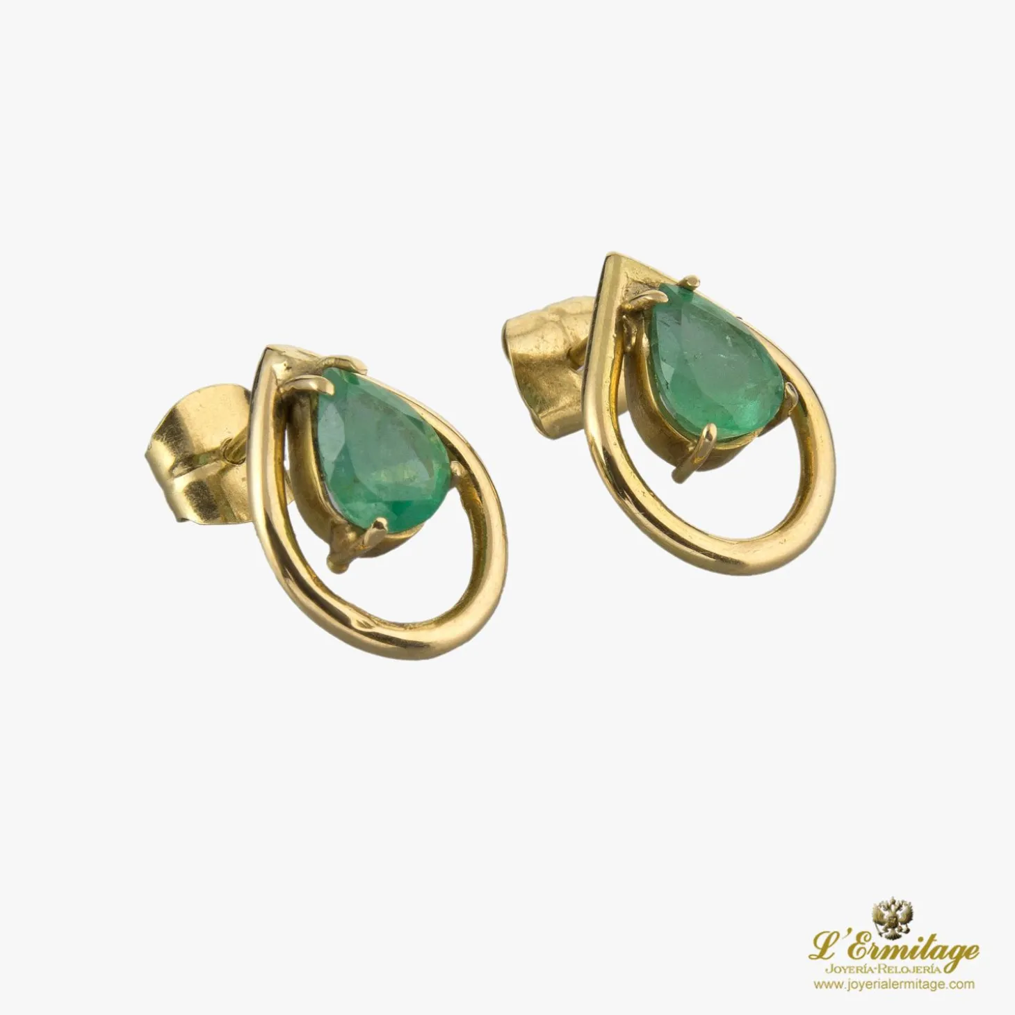 PENDIENTES Pendientes oro amarillo y esmeraldas.