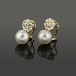 PENDIENTES Pendientes oro amarillo perla y diamantes
