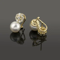 PENDIENTES Pendientes oro amarillo perla y diamantes