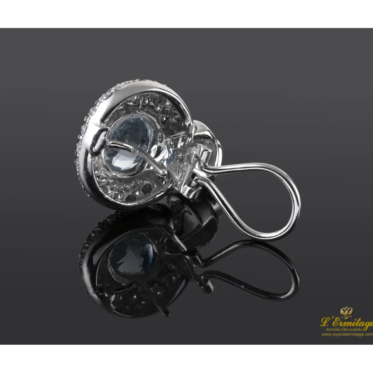 PENDIENTES Pendientes oro blanco aguamarinas y diamantes.