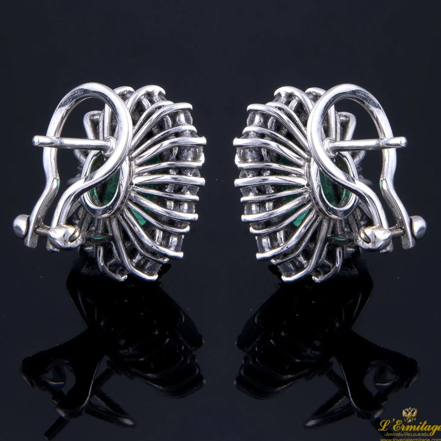 PENDIENTES Pendientes oro blanco, esmeraldas y diamantes