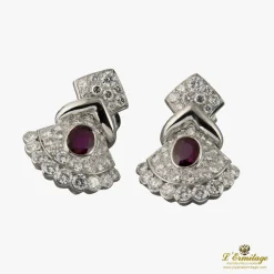 PENDIENTES Pendientes oro blanco rubí y diamantes