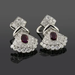 PENDIENTES Pendientes oro blanco rubí y diamantes