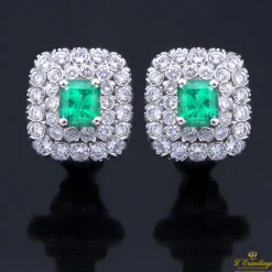 PENDIENTES Pendientes oro blanco esmeralda y diamantes
