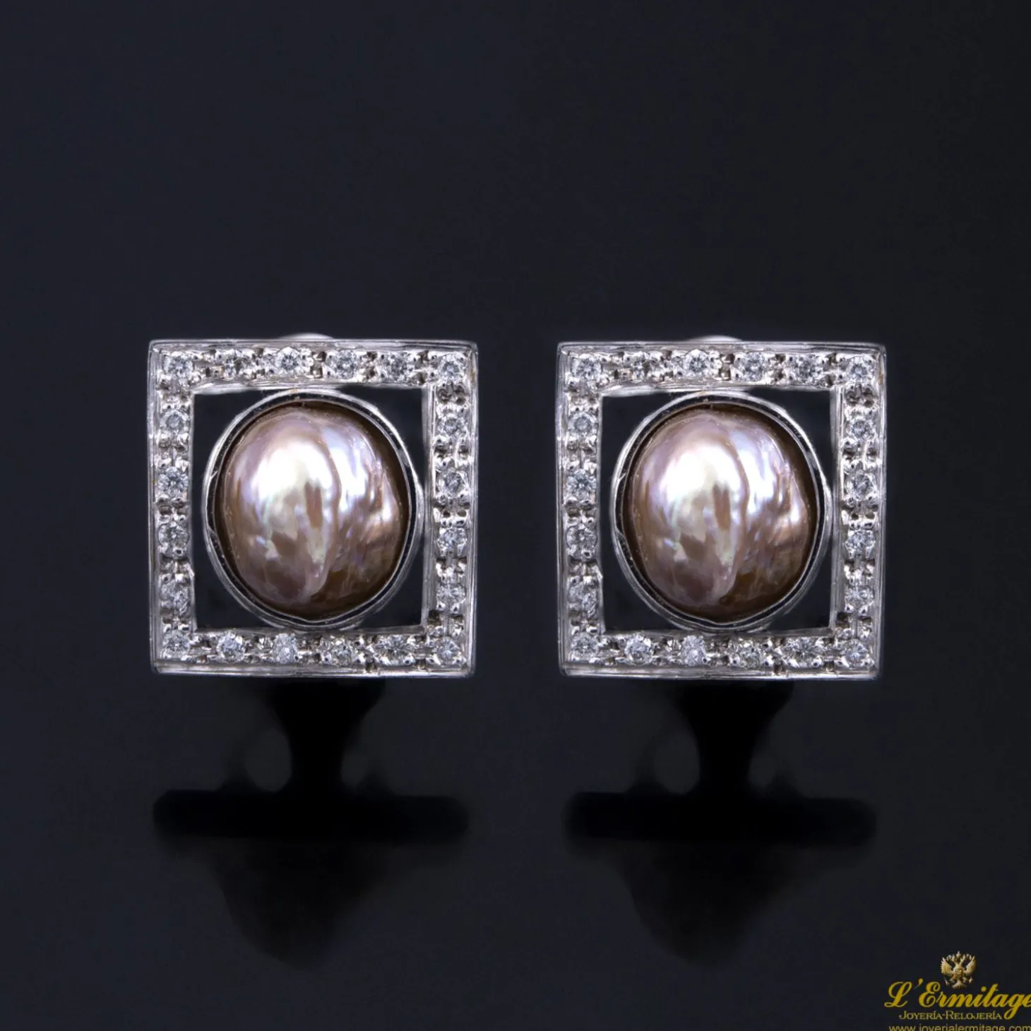 PENDIENTES Pendientes oro blanco perlas negras y diamantes
