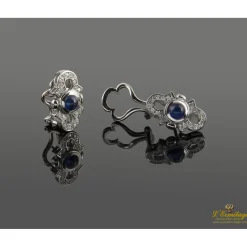PENDIENTES Pendientes oro blanco diamantes y zafiros cabuchón