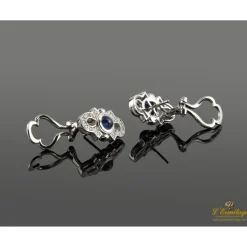 PENDIENTES Pendientes oro blanco diamantes y zafiros cabuchón