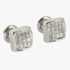 PENDIENTES Pendientes oro blanco con diamantes naturales cierre tuerca a rosca.