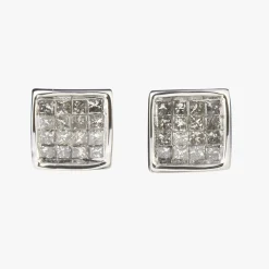 PENDIENTES Pendientes oro blanco con diamantes naturales cierre tuerca a rosca.