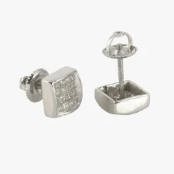 PENDIENTES Pendientes oro blanco con diamantes naturales cierre tuerca a rosca.