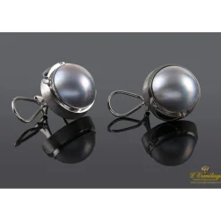 PENDIENTES Pendientes oro blanco mate media perla
