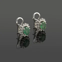 PENDIENTES Pendientes oro blanco esmeralda y orla de  diamantes