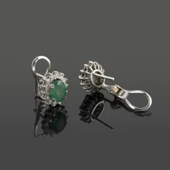 PENDIENTES Pendientes oro blanco esmeralda y orla de  diamantes