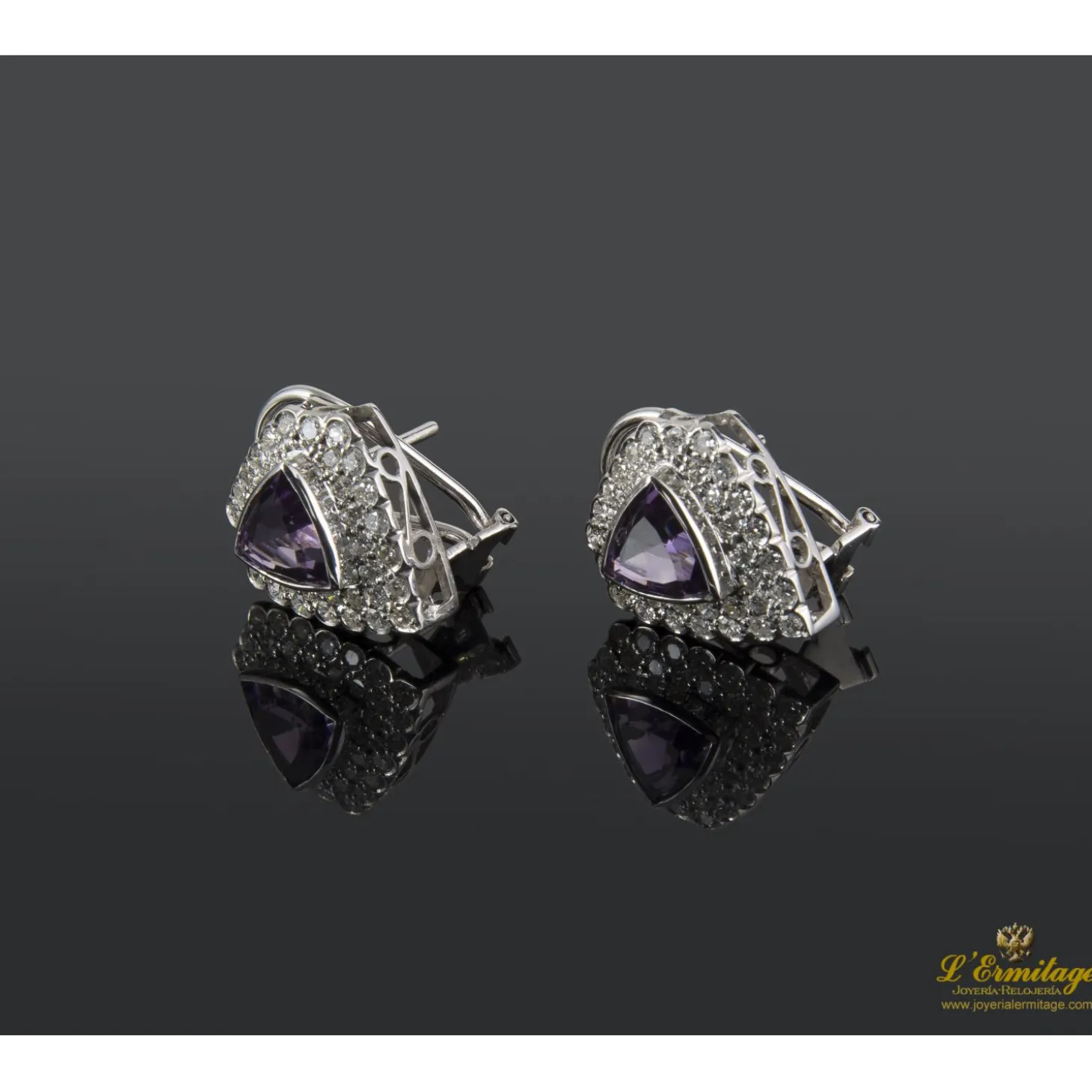 PENDIENTES Pendientes oro blanco amatista y diamantes