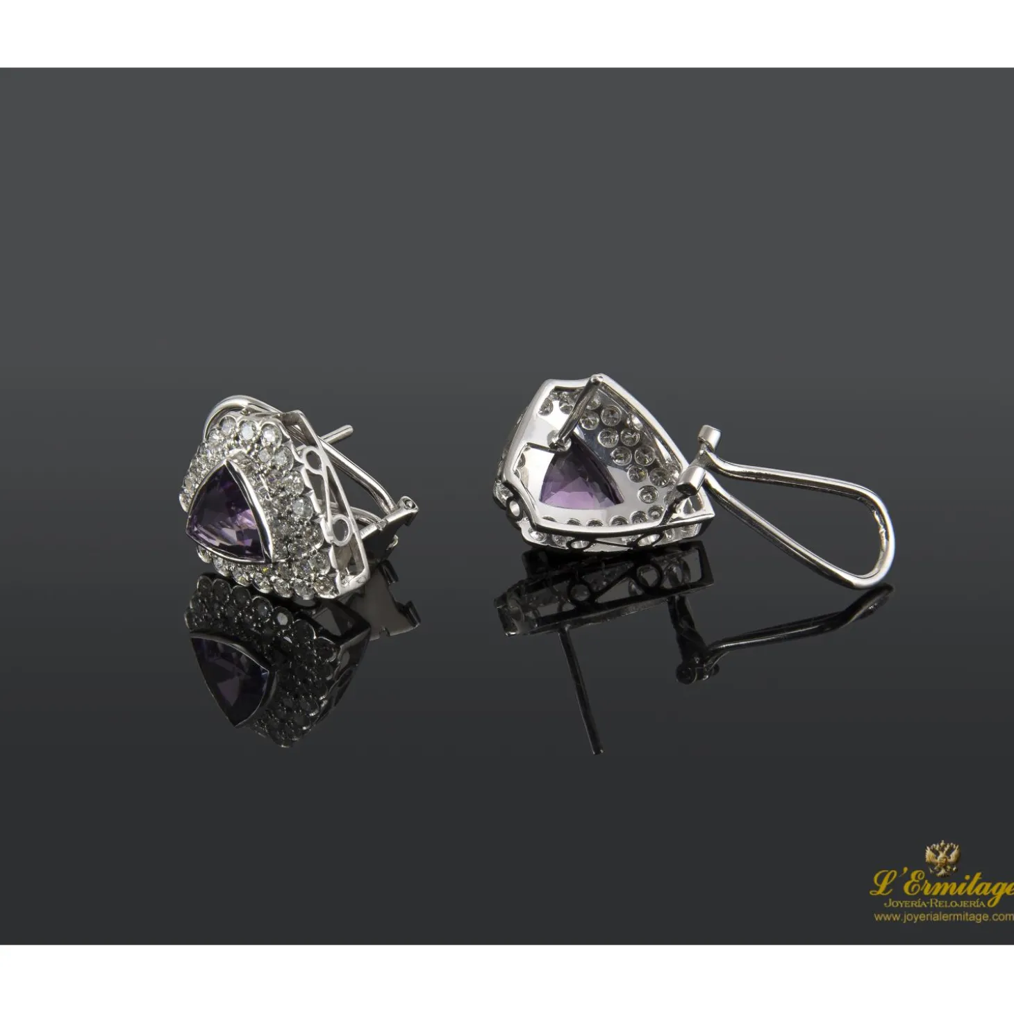 PENDIENTES Pendientes oro blanco amatista y diamantes