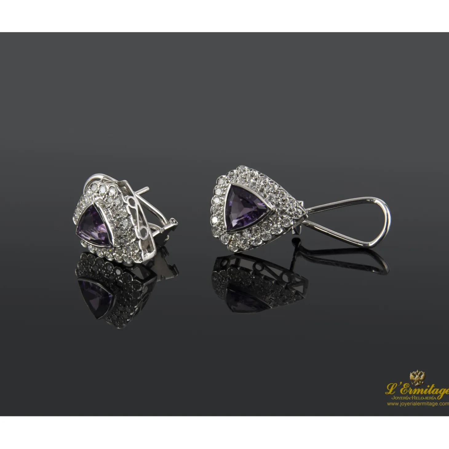 PENDIENTES Pendientes oro blanco amatista y diamantes