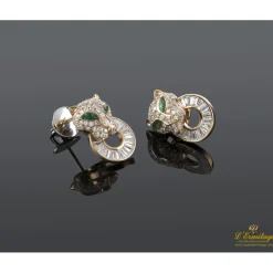 PENDIENTES Pendientes panteras oro amarillo diamantes y esmeraldas