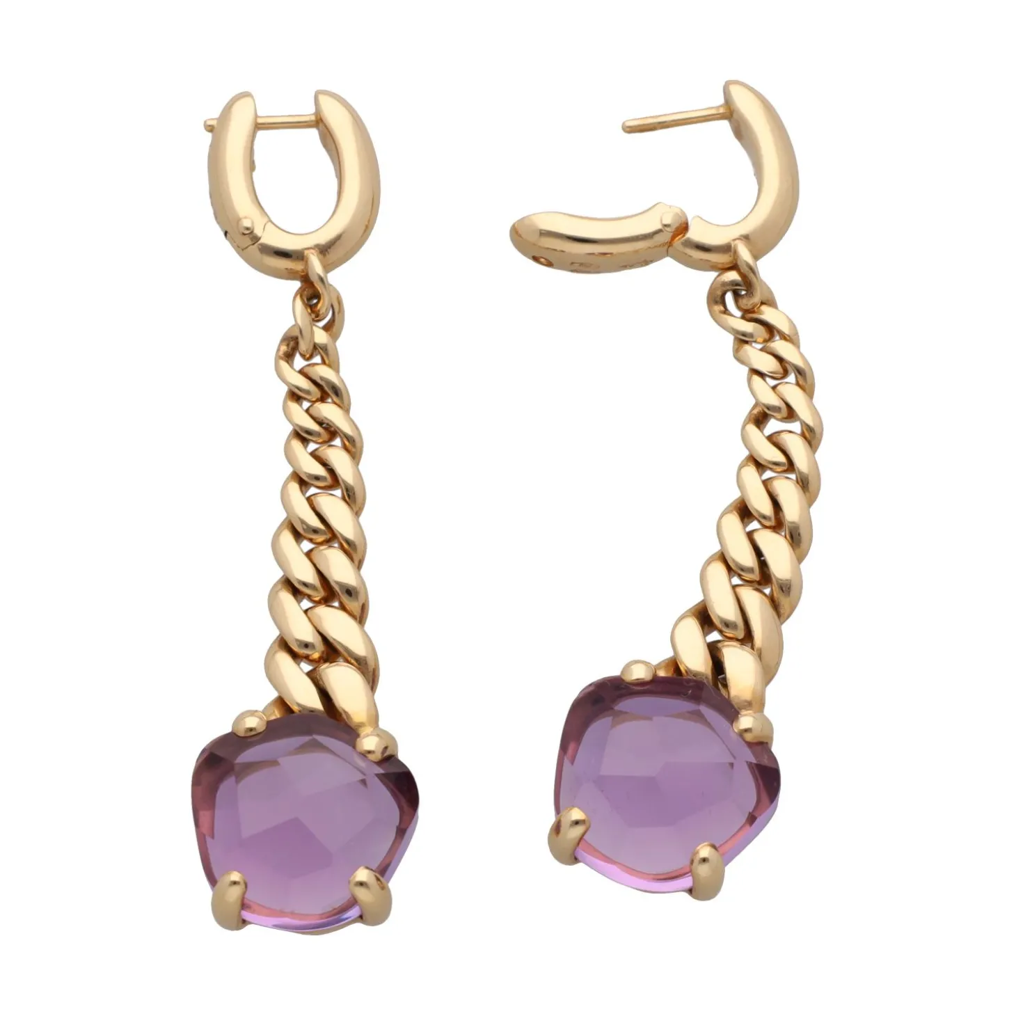 PENDIENTES Pendientes pomellato en oro amarillo con amatistas.