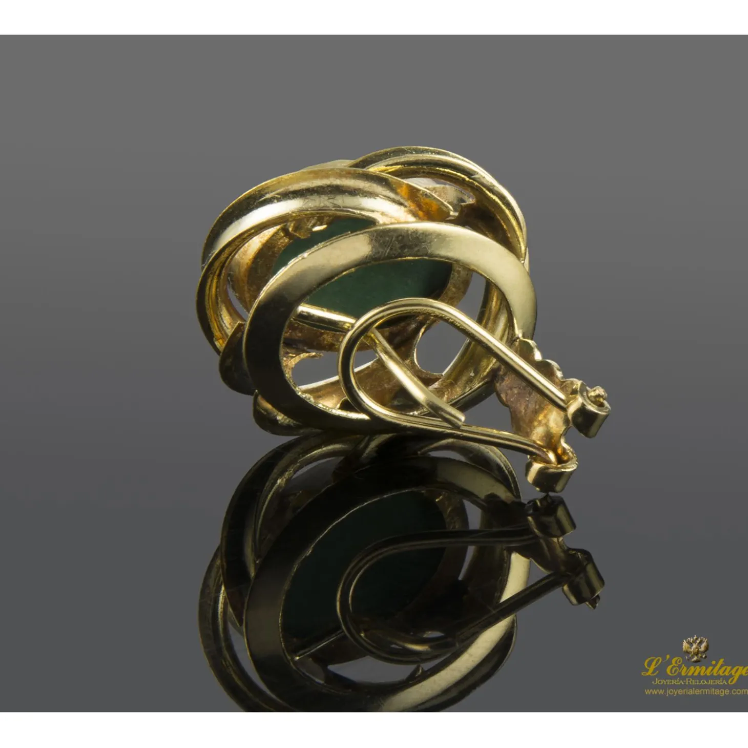 PENDIENTES Pendientes realizados en oro amarillo con malaquitas talla oval