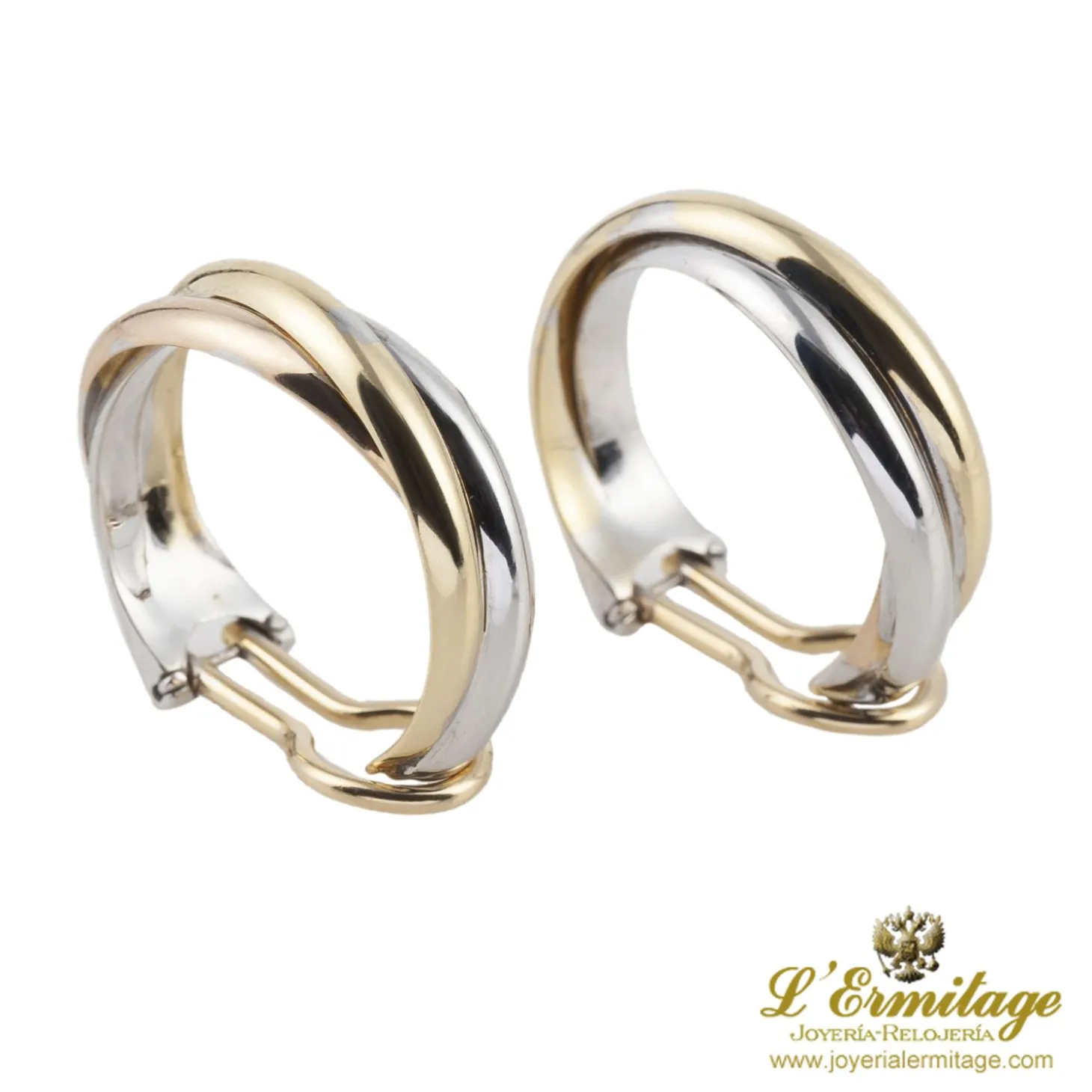 PENDIENTES Pendientes trinity de cartier en tres oros.