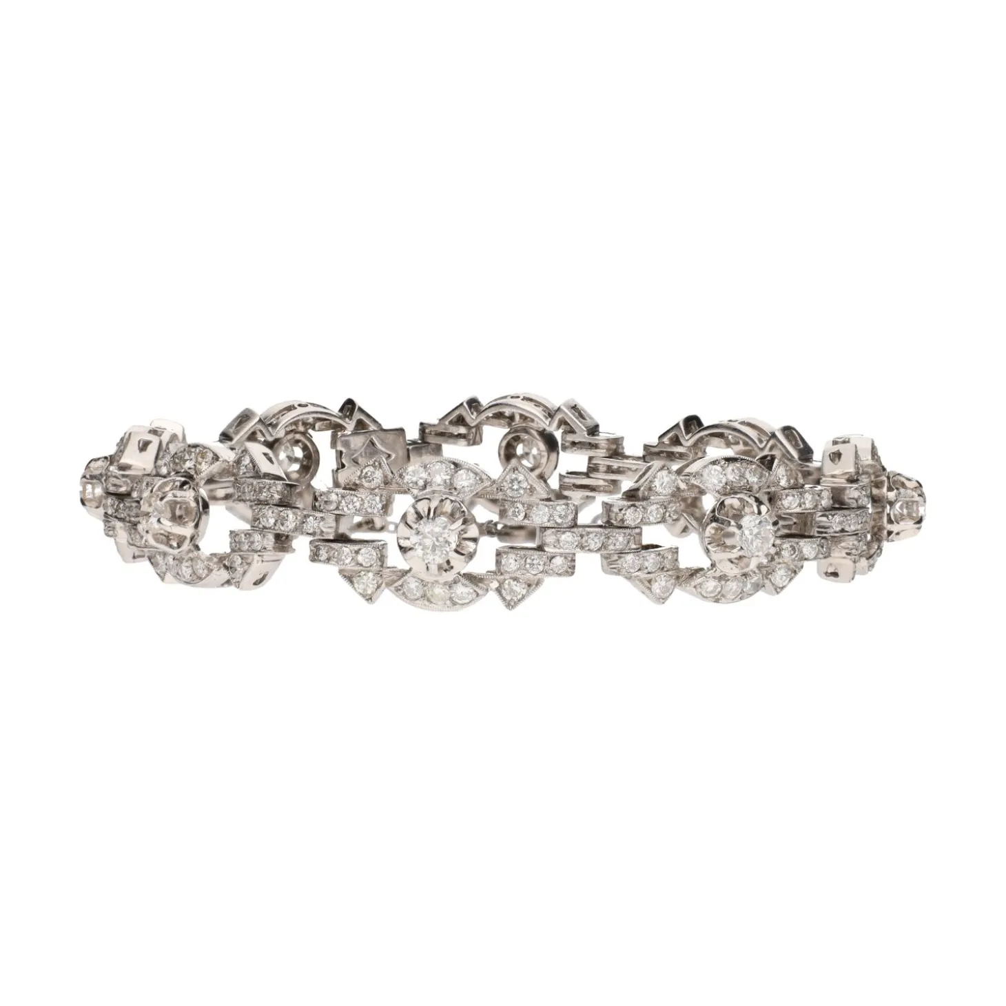 PULSERAS Pulsera antigua en platino y diamantes naturales.
