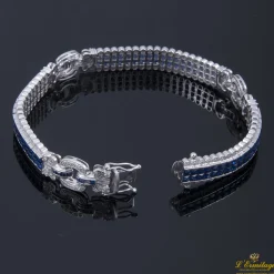 PULSERAS Pulsera antigua oro blanco zafiros y diamantes.