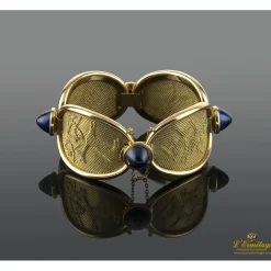 PULSERAS Pulsera antigua oro amarillo y zafiros cabuchón
