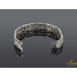 PULSERAS Pulsera art déco antigua oro blanco zafiros y diamantes