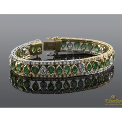 PULSERAS Pulsera art-deco esmeraldas talla pera y diamantes.