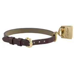 PULSERAS Pulsera cuero cartier con adorno de bolso en oro amarillo
