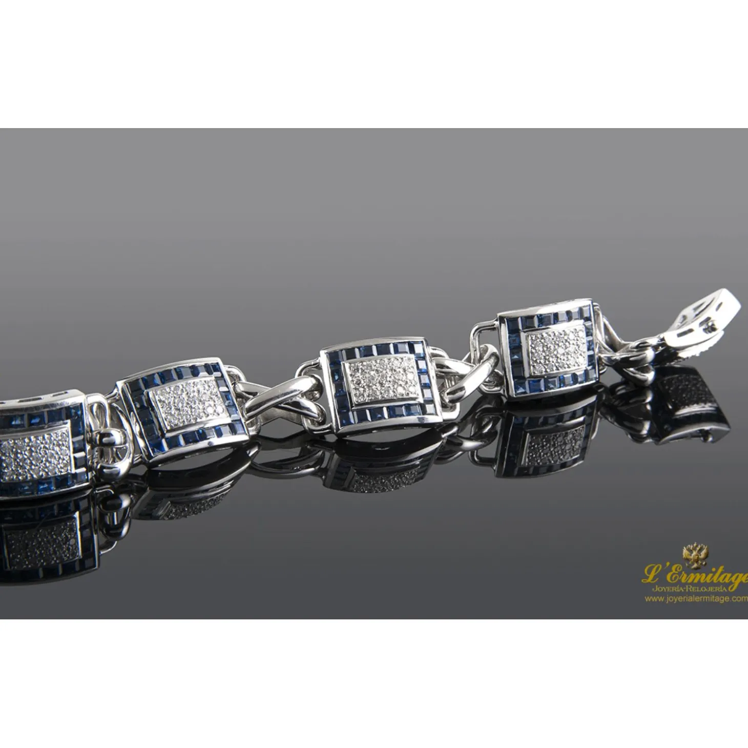 PULSERAS Pulsera de oro blanco diamantes y zafiros