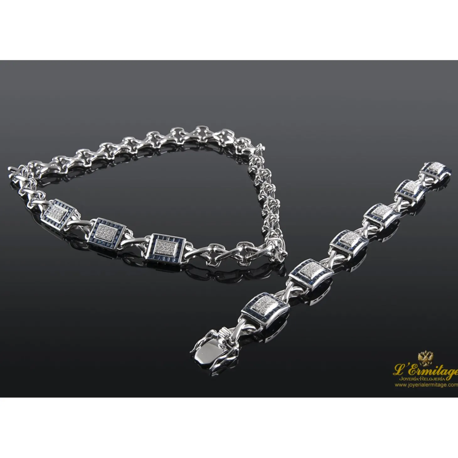 PULSERAS Pulsera de oro blanco diamantes y zafiros