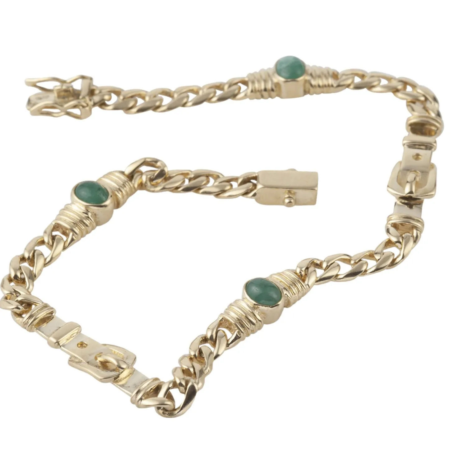 PULSERAS Pulsera en oro amarillo y esmerladas.