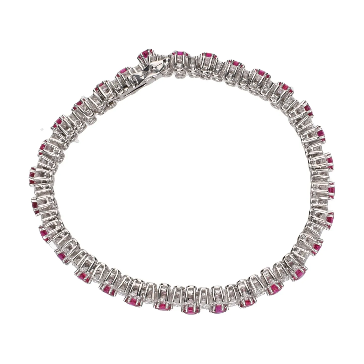 PULSERAS Pulsera en oro blanco con rubíes y brillantes.