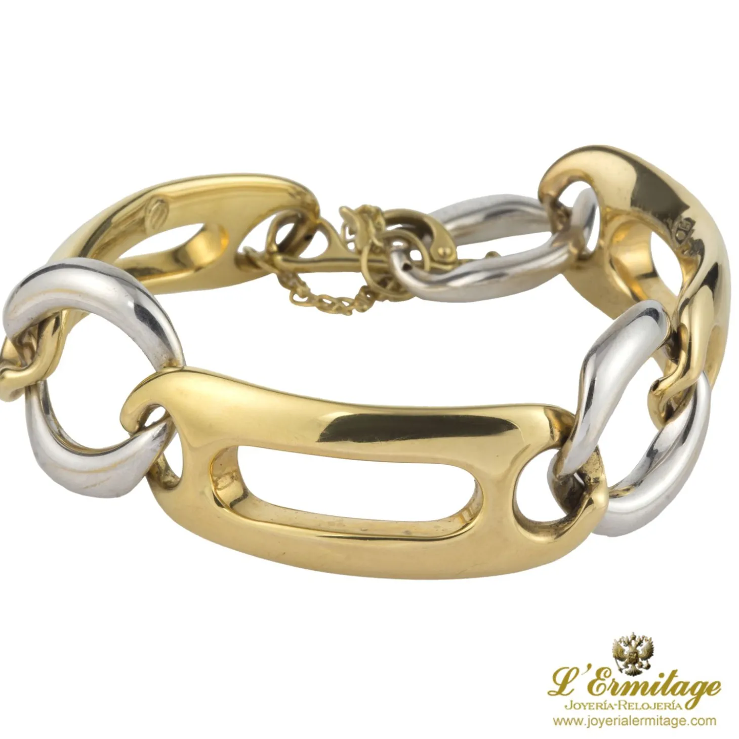 PULSERAS Pulsera eslabones oro amarillo y oro blanco