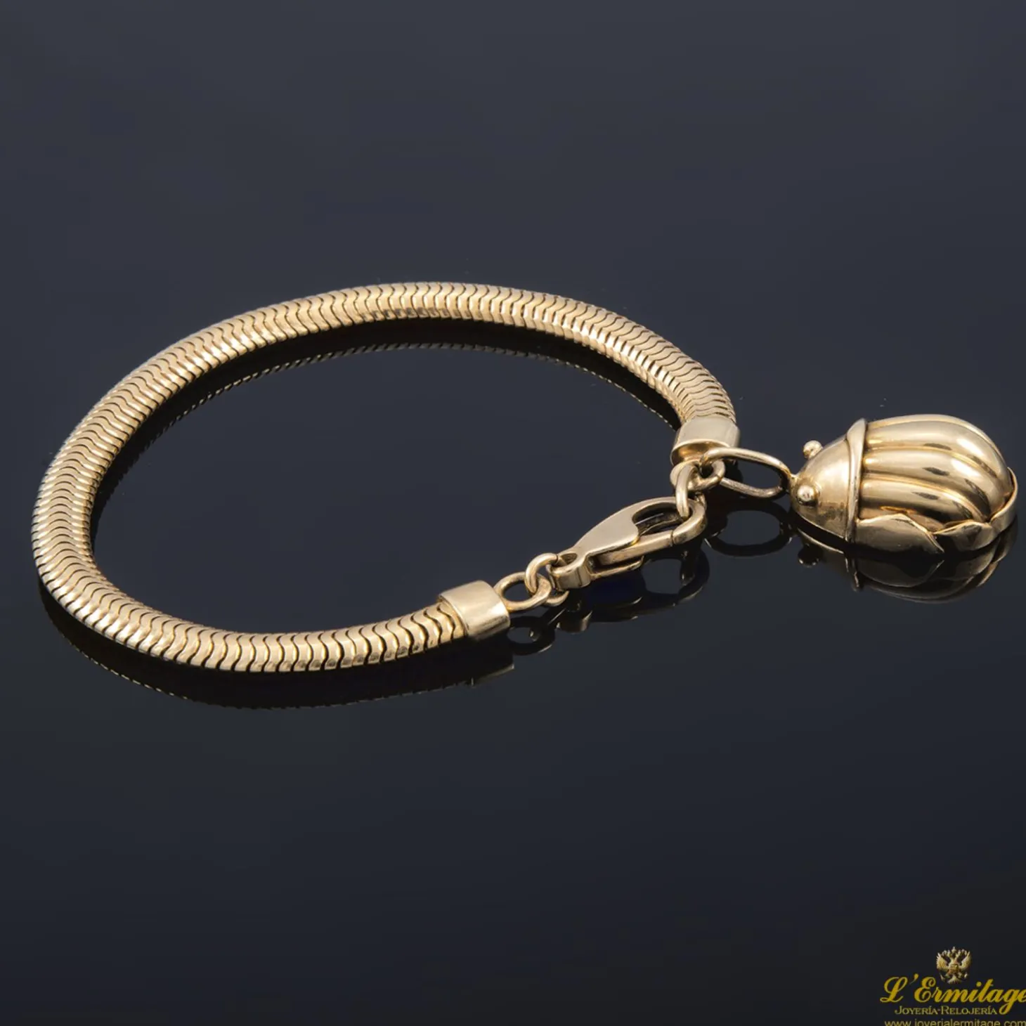 PULSERAS Pulsera oro amarillo con escarabajo