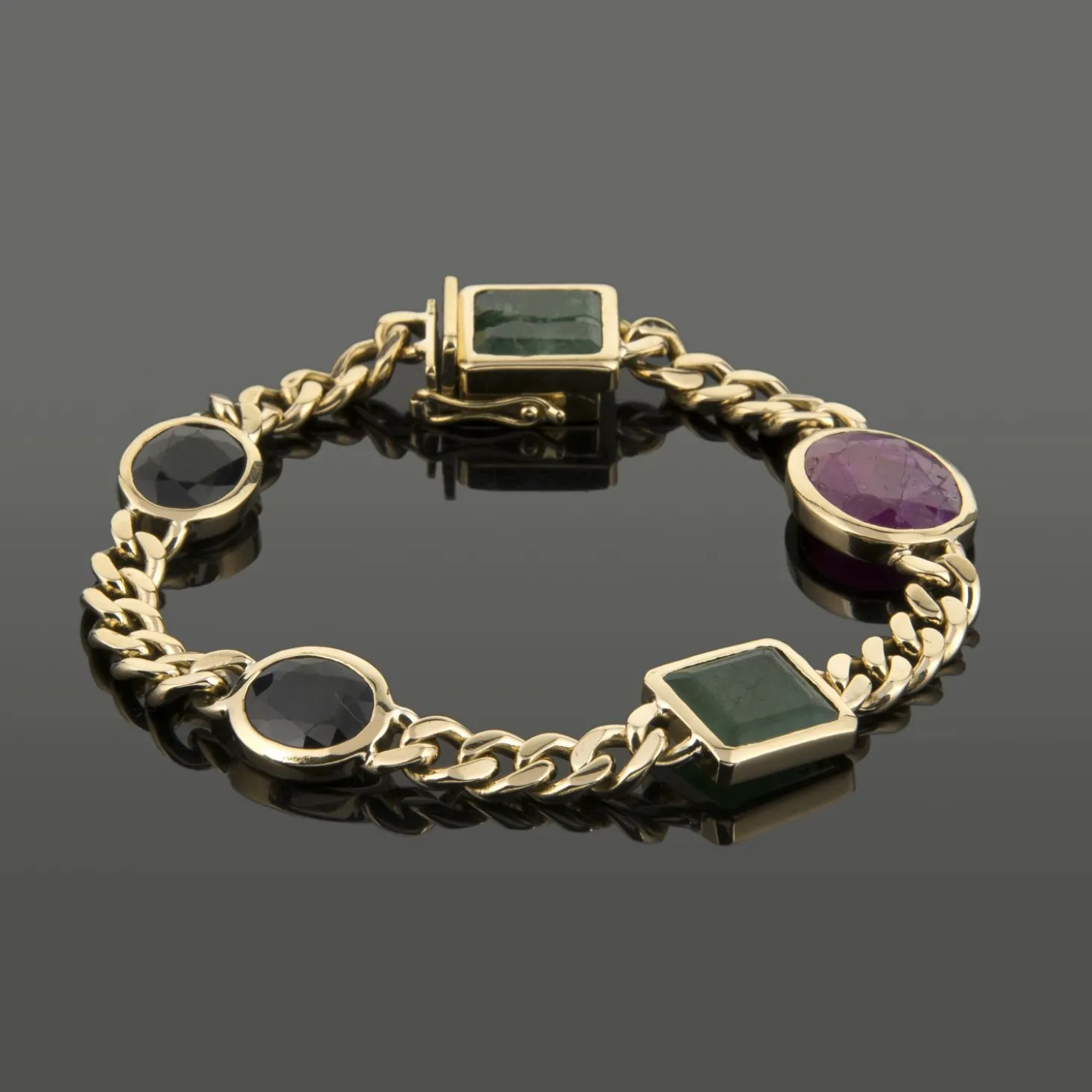 PULSERAS Pulsera oro amarillo rubí esmeraldas y zafiros