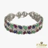 PULSERAS Pulsera oro blanco esmeraldas zafiros y diamantes