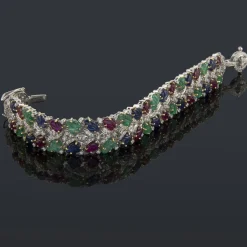 PULSERAS Pulsera oro blanco esmeraldas zafiros y diamantes