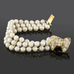 PULSERAS Pulsera perlas con broche de diamantes
